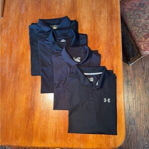 Under Armour (3) & 1 Greg Norman Bundle Polo Shirts in black.